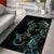 New Zealand Gecko Maori Art Tattoo Area Rug Silver Fern and Paua Shell Mode
