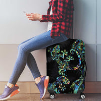New Zealand Gecko Maori Art Tattoo Luggage Cover Silver Fern and Paua Shell Mode