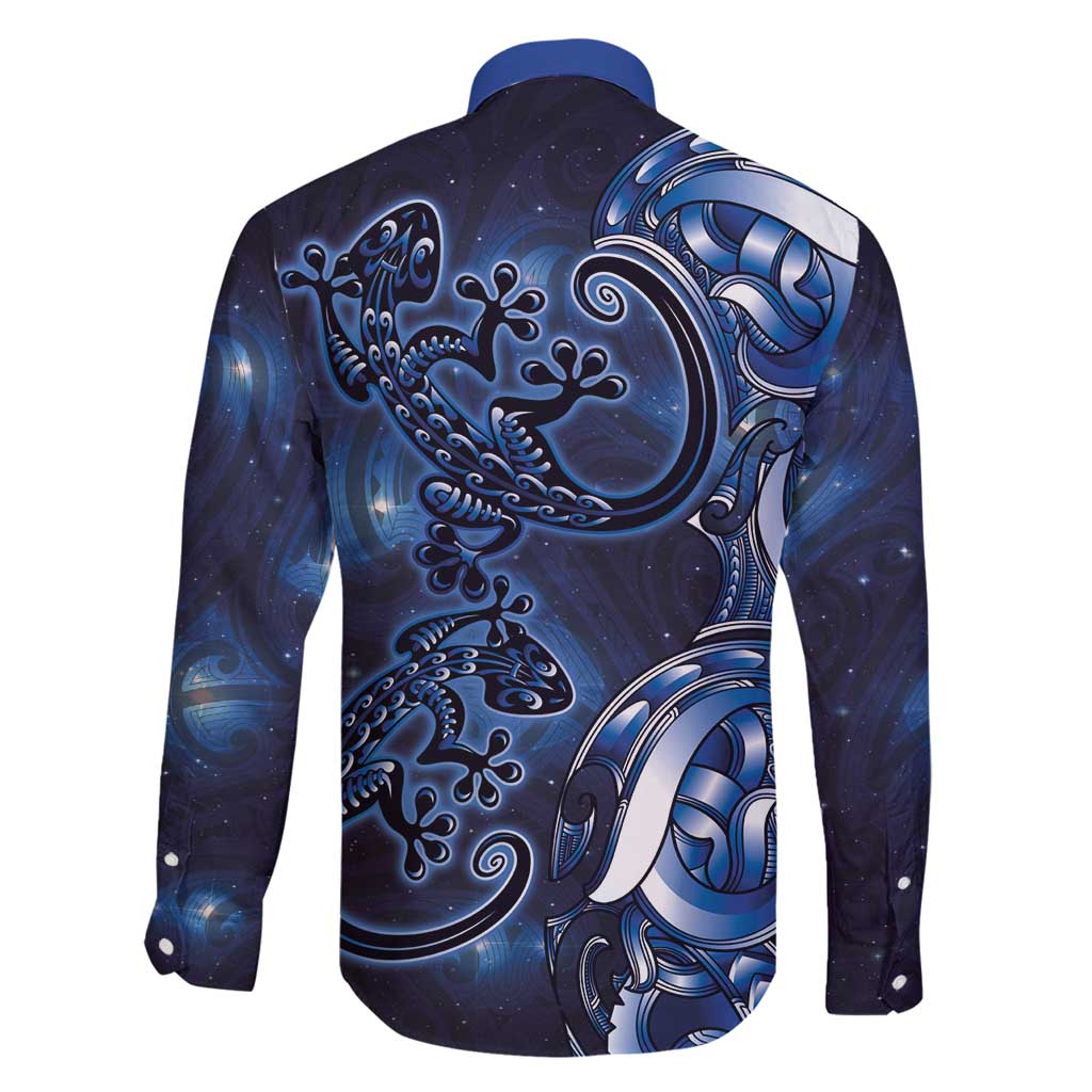 New Zealand Gecko Maori Art Tattoo Family Matching Mermaid Dress and Hawaiian Shirt Matariki Mode LT03 - Polynesian Pride