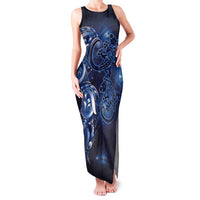 New Zealand Gecko Maori Art Tattoo Family Matching Tank Maxi Dress and Hawaiian Shirt Matariki Mode LT03 Mom's Dress Blue - Polynesian Pride