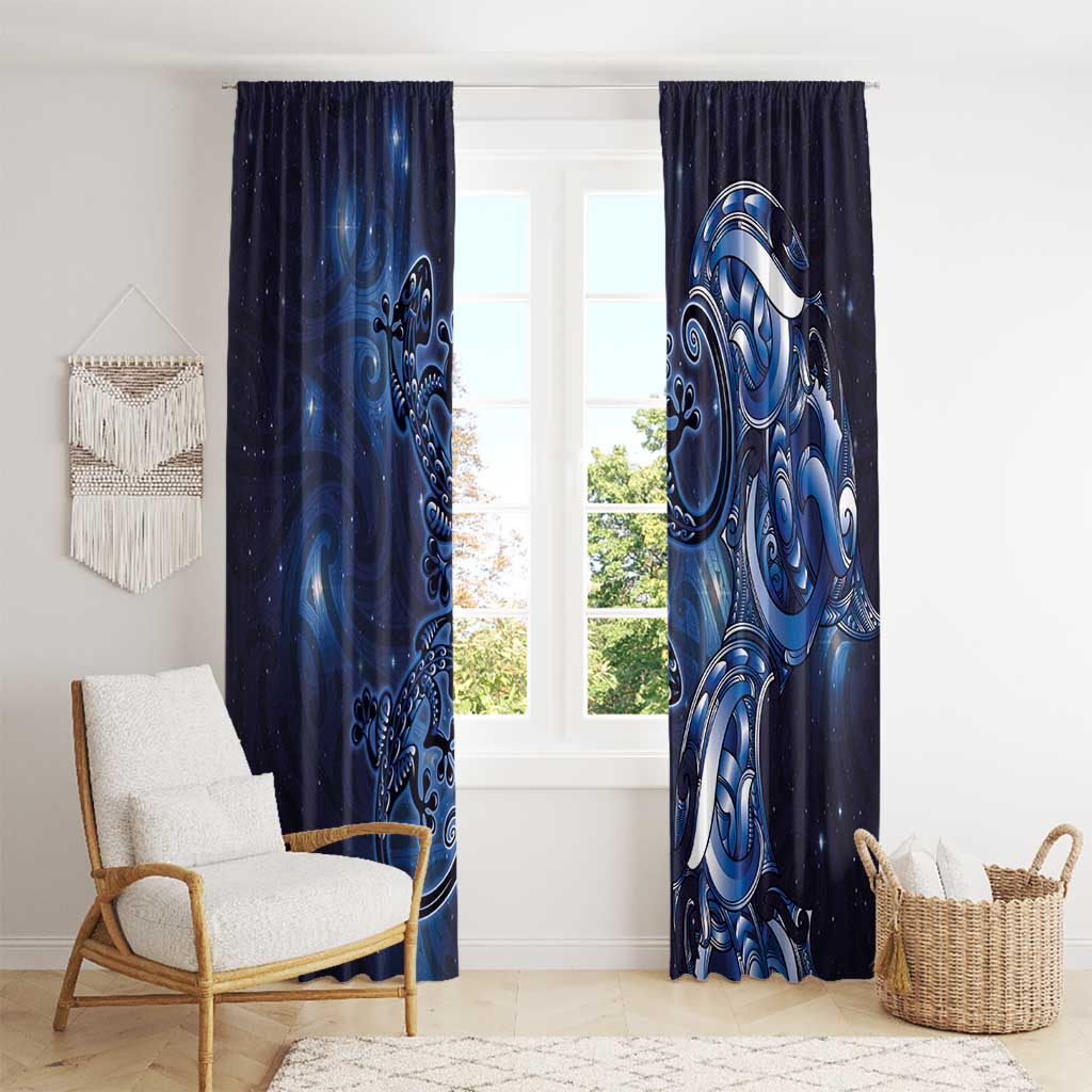 New Zealand Gecko Maori Art Tattoo Window Curtain Matariki Mode LT03 - Polynesian Pride