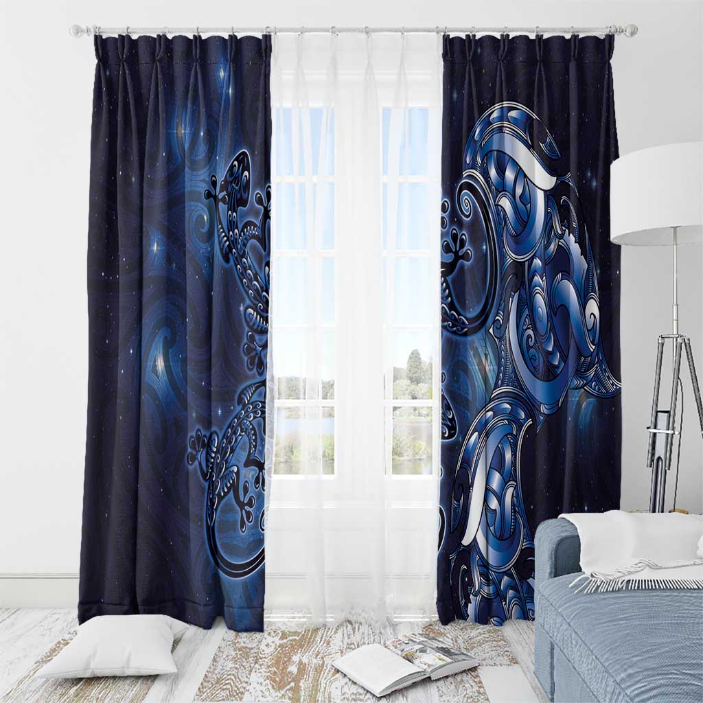 New Zealand Gecko Maori Art Tattoo Window Curtain Matariki Mode LT03 - Polynesian Pride