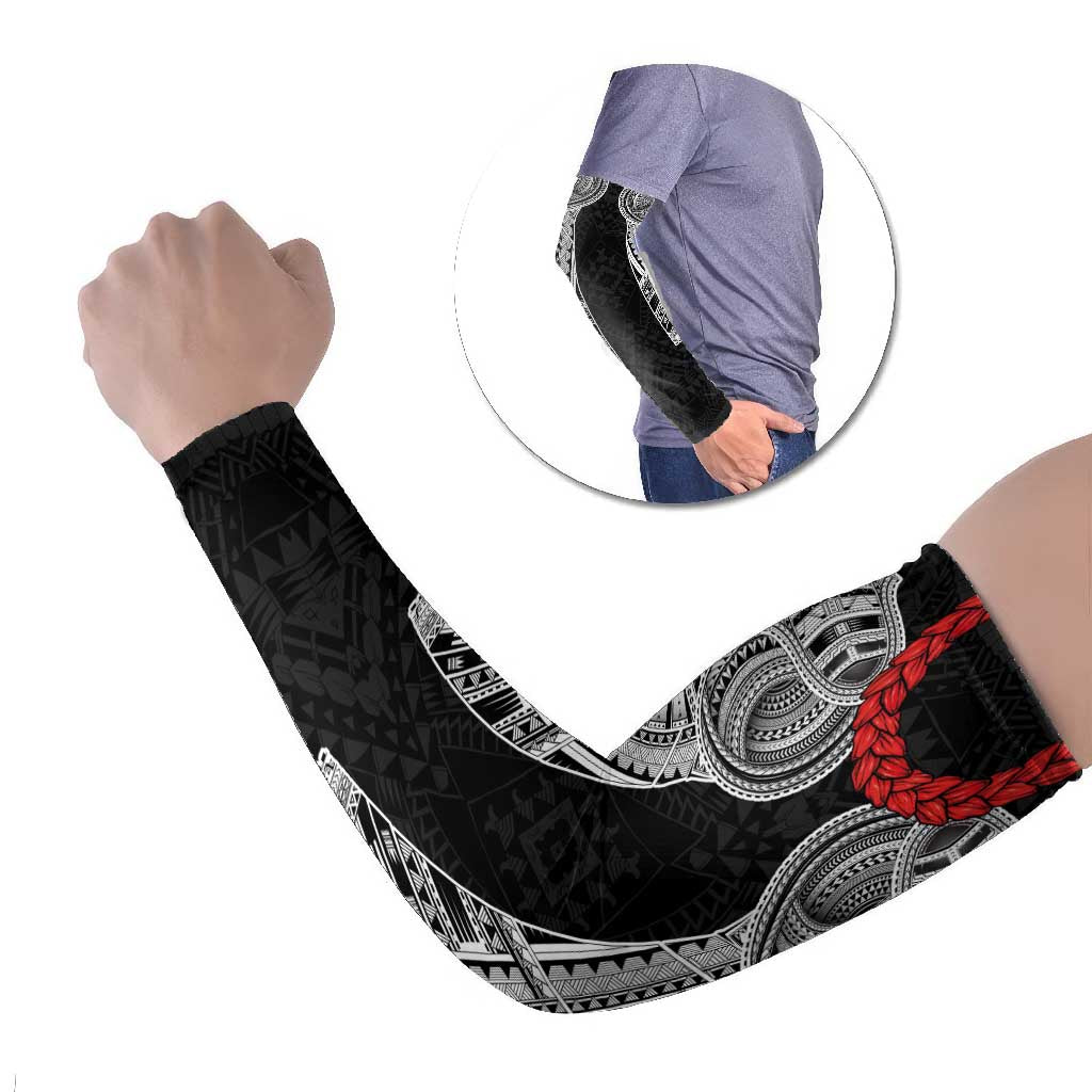 Samoan Traditional Art Tattoos Arm Sleeves Tatau Tribal Motifs with Ula Fala Black - Polynesian Pride
