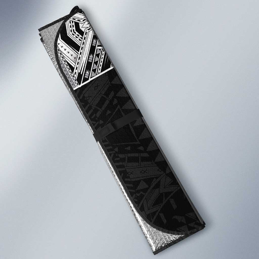 Samoan Traditional Art Tattoos Auto Sun Shade Tatau Tribal Motifs with Ula Fala Black LT03 - Polynesian Pride
