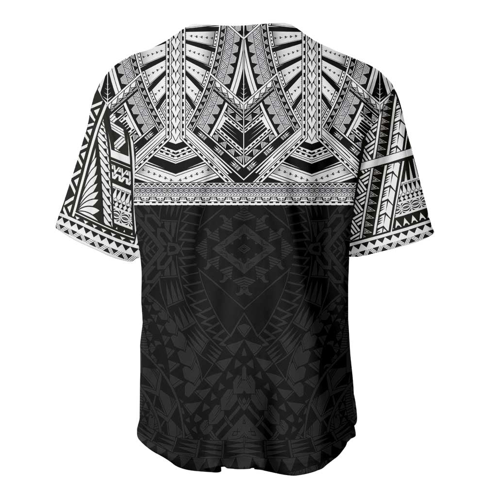 Samoan Traditional Art Tattoos Baseball Jersey Tatau Tribal Motifs with Ula Fala Black - Polynesian Pride