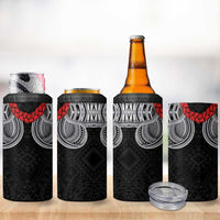 Samoan Traditional Art Tattoos 4 in 1 Can Cooler Tumbler Tatau Tribal Motifs with Ula Fala Black LT03 - Polynesian Pride