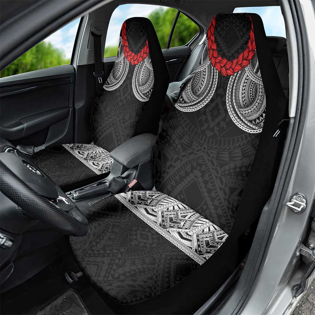 Samoan Traditional Art Tattoos Car Seat Cover Tatau Tribal Motifs with Ula Fala Black LT03 - Polynesian Pride