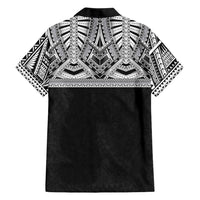 Samoan Traditional Art Tattoos Family Matching Off The Shoulder Long Sleeve Dress and Hawaiian Shirt Tatau Tribal Motifs with Ula Fala Black LT03 - Polynesian Pride