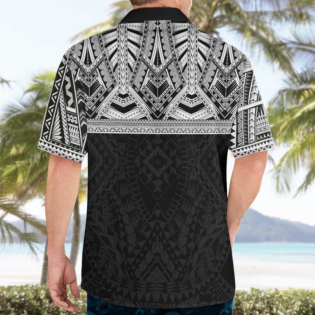 Samoan Traditional Art Tattoos Hawaiian Shirt Tatau Tribal Motifs with Ula Fala Black LT03 - Polynesian Pride