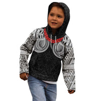 Samoan Traditional Art Tattoos Kid Hoodie Tatau Tribal Motifs with Ula Fala Black LT03 - Polynesian Pride