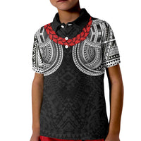 Samoan Traditional Art Tattoos Kid Polo Shirt Tatau Tribal Motifs with Ula Fala Black LT03 Kid Black - Polynesian Pride