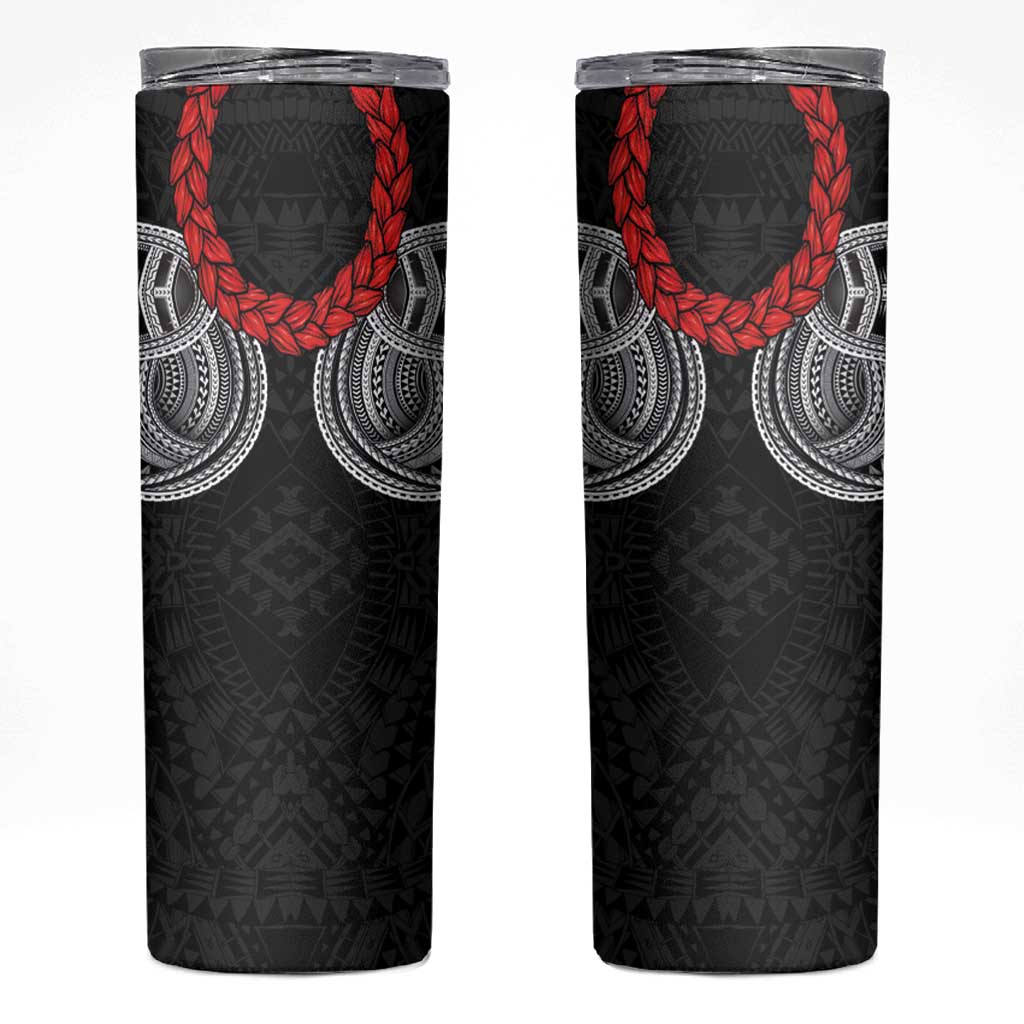 Samoan Traditional Art Tattoos Skinny Tumbler Tatau Tribal Motifs with Ula Fala Black LT03 Black - Polynesian Pride