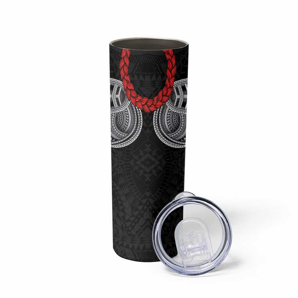 Samoan Traditional Art Tattoos Skinny Tumbler Tatau Tribal Motifs with Ula Fala Black LT03 - Polynesian Pride
