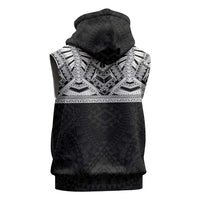 Samoan Traditional Art Tattoos Sleeveless Hoodie Tatau Tribal Motifs with Ula Fala Black LT03 - Polynesian Pride