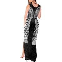 Samoan Traditional Art Tattoos Tank Maxi Dress Tatau Tribal Motifs with Ula Fala Black LT03 - Polynesian Pride