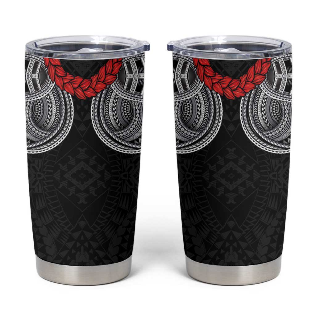 Samoan Traditional Art Tattoos Tumbler Cup Tatau Tribal Motifs with Ula Fala Black LT03 Black - Polynesian Pride
