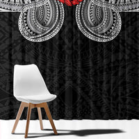 Samoan Traditional Art Tattoos Window Curtain Tatau Tribal Motifs with Ula Fala Black - Polynesian Pride
