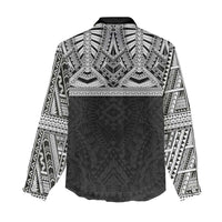 Samoan Traditional Art Tattoos Women Casual Shirt Tatau Tribal Motifs with Ula Fala Black LT03 - Polynesian Pride
