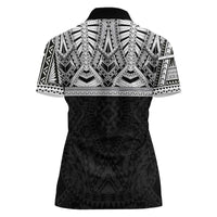 Samoan Traditional Art Tattoos Women Polo Shirt Tatau Tribal Motifs with Ula Fala Black LT03 - Polynesian Pride