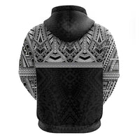 Samoan Traditional Art Tattoos Zip Hoodie Tatau Tribal Motifs with Ula Fala Black LT03 - Polynesian Pride