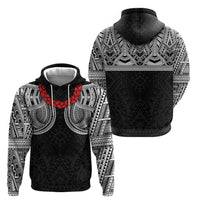 Samoan Traditional Art Tattoos Zip Hoodie Tatau Tribal Motifs with Ula Fala Black LT03 - Polynesian Pride