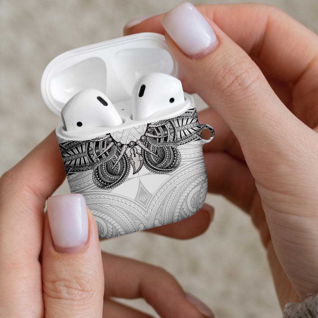 Samoan Traditional Art Tattoos AirPods Case Tatau Tribal Motifs with Ula Nifo White - Polynesian Pride