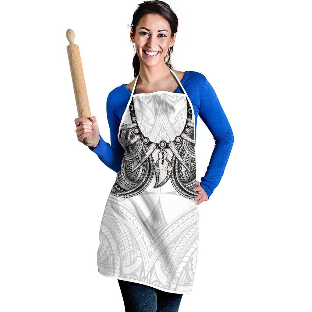 Samoan Traditional Art Tattoos Apron Tatau Tribal Motifs with Ula Nifo White - Polynesian Pride