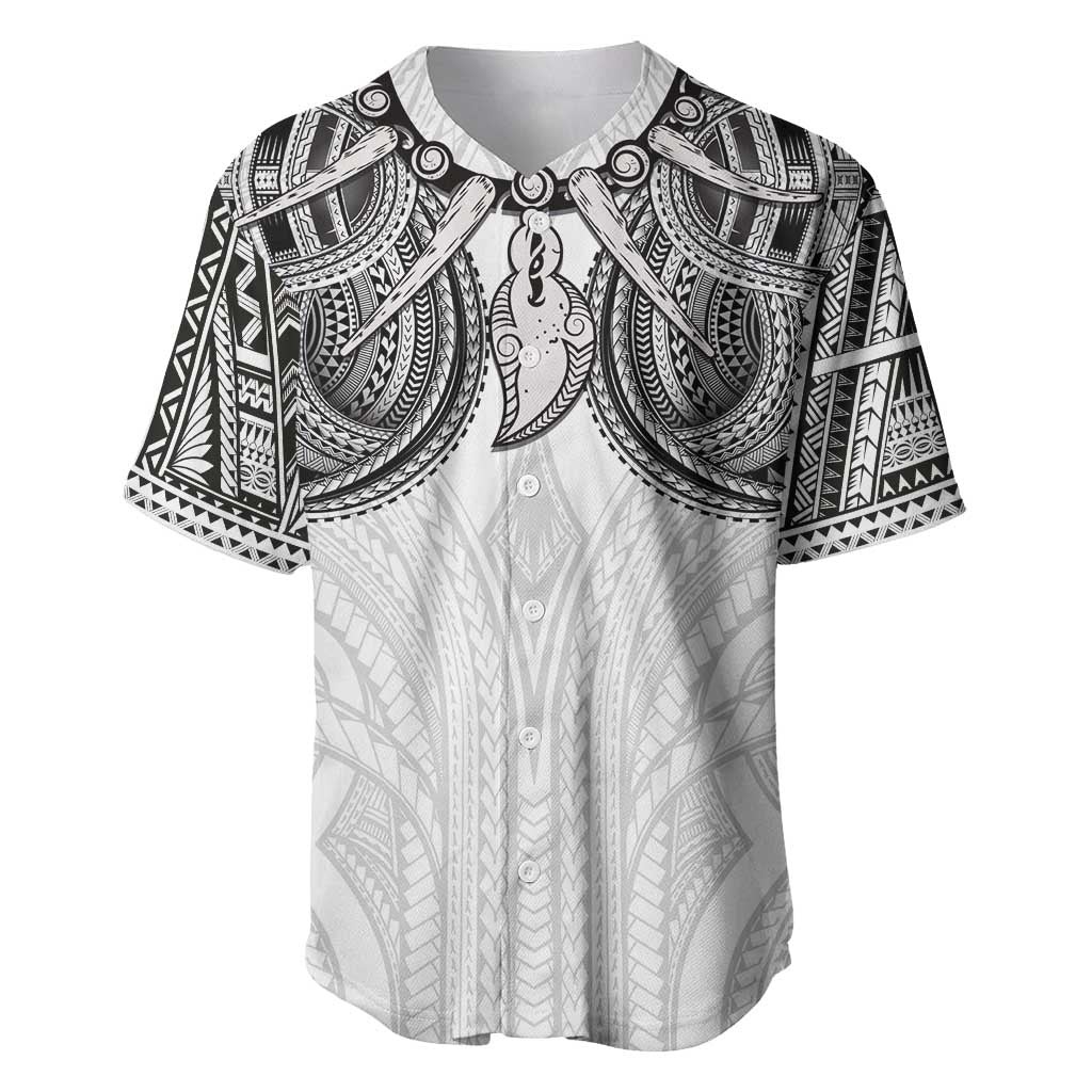 Samoan Traditional Art Tattoos Baseball Jersey Tatau Tribal Motifs with Ula Nifo White - Polynesian Pride