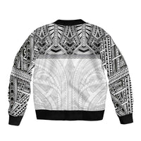 Samoan Traditional Art Tattoos Bomber Jacket Tatau Tribal Motifs with Ula Nifo White LT03 - Polynesian Pride