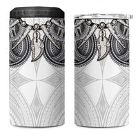 Samoan Traditional Art Tattoos 4 in 1 Can Cooler Tumbler Tatau Tribal Motifs with Ula Nifo White LT03 One Size: 16 oz White - Polynesian Pride