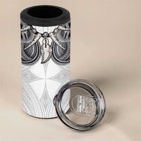 Samoan Traditional Art Tattoos 4 in 1 Can Cooler Tumbler Tatau Tribal Motifs with Ula Nifo White LT03 - Polynesian Pride