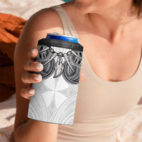 Samoan Traditional Art Tattoos 4 in 1 Can Cooler Tumbler Tatau Tribal Motifs with Ula Nifo White LT03 - Polynesian Pride
