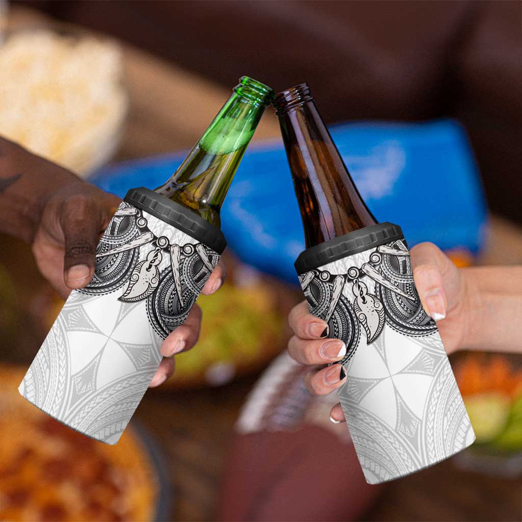 Samoan Traditional Art Tattoos 4 in 1 Can Cooler Tumbler Tatau Tribal Motifs with Ula Nifo White LT03 - Polynesian Pride