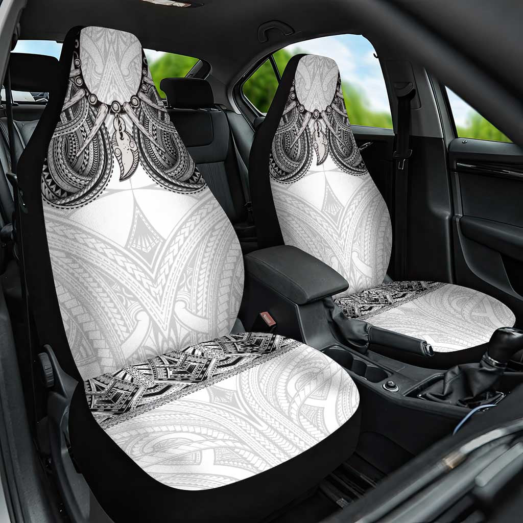 Samoan Traditional Art Tattoos Car Seat Cover Tatau Tribal Motifs with Ula Nifo White LT03 One Size White - Polynesian Pride