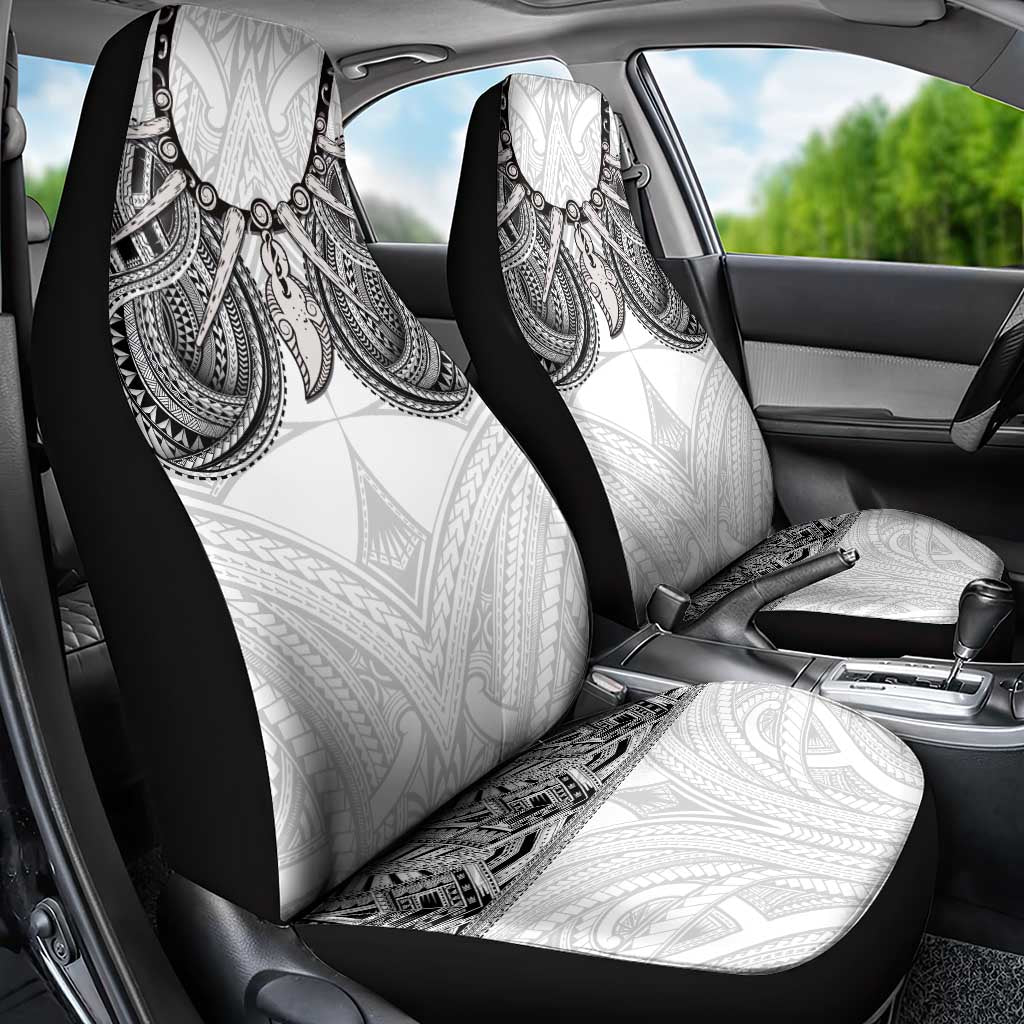 Samoan Traditional Art Tattoos Car Seat Cover Tatau Tribal Motifs with Ula Nifo White LT03 - Polynesian Pride