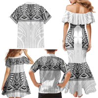 Samoan Traditional Art Tattoos Family Matching Mermaid Dress and Hawaiian Shirt Tatau Tribal Motifs with Ula Nifo White LT03 - Polynesian Pride