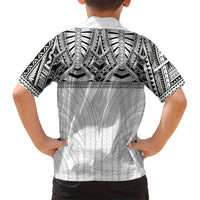 Samoan Traditional Art Tattoos Family Matching Off Shoulder Short Dress and Hawaiian Shirt Tatau Tribal Motifs with Ula Nifo White LT03 - Polynesian Pride