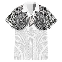 Samoan Traditional Art Tattoos Family Matching Puletasi and Hawaiian Shirt Tatau Tribal Motifs with Ula Nifo White LT03 Dad's Shirt - Short Sleeve White - Polynesian Pride