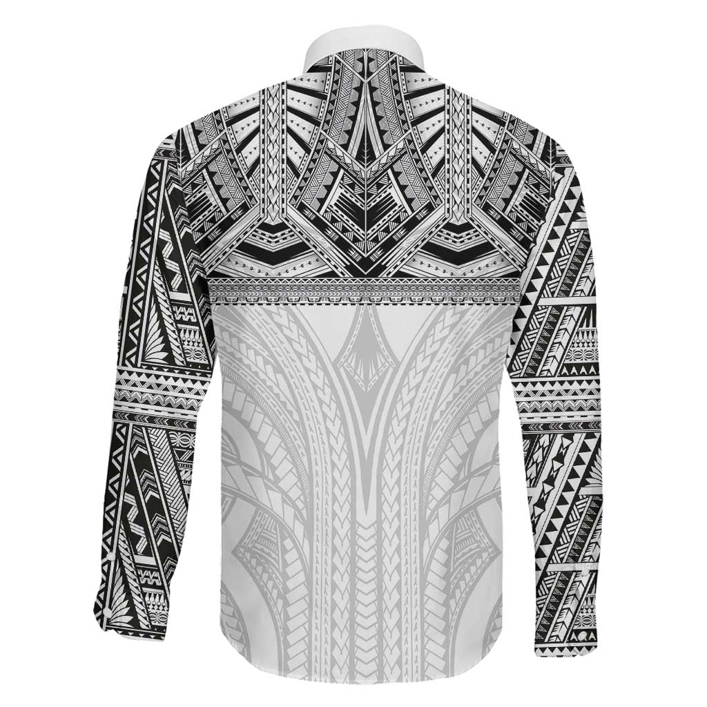 Samoan Traditional Art Tattoos Family Matching Summer Maxi Dress and Hawaiian Shirt Tatau Tribal Motifs with Ula Nifo White LT03 - Polynesian Pride