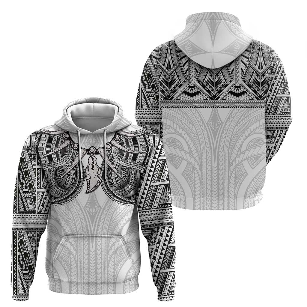 Samoan Traditional Art Tattoos Hoodie Tatau Tribal Motifs with Ula Nifo White - Polynesian Pride