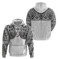 Samoan Traditional Art Tattoos Hoodie Tatau Tribal Motifs with Ula Nifo White - Polynesian Pride