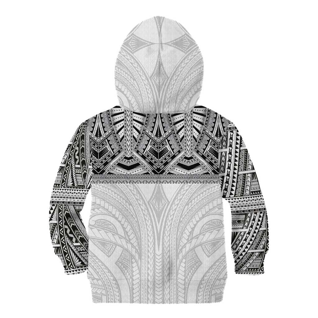 Samoan Traditional Art Tattoos Kid Hoodie Tatau Tribal Motifs with Ula Nifo White LT03 - Polynesian Pride