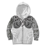Samoan Traditional Art Tattoos Kid Hoodie Tatau Tribal Motifs with Ula Nifo White LT03 Zip Hoodie White - Polynesian Pride