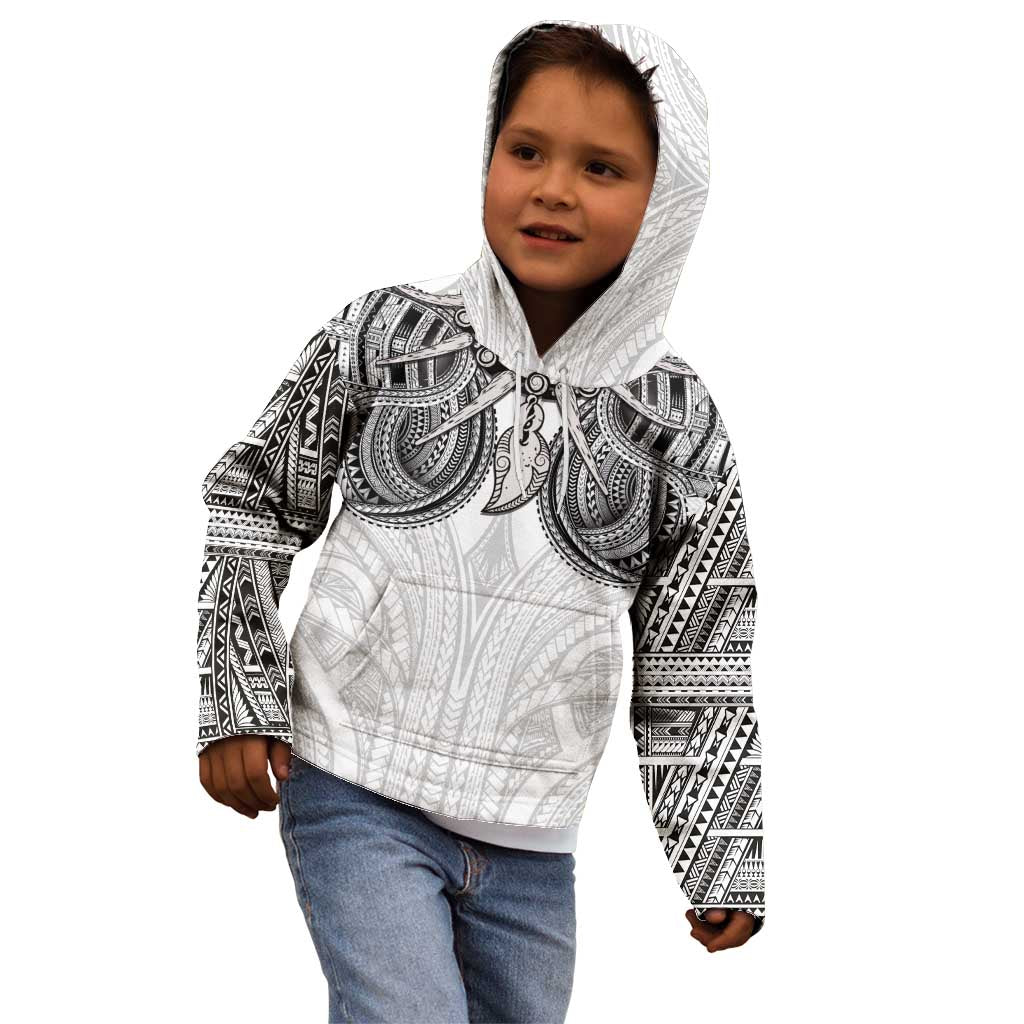 Samoan Traditional Art Tattoos Kid Hoodie Tatau Tribal Motifs with Ula Nifo White LT03 - Polynesian Pride