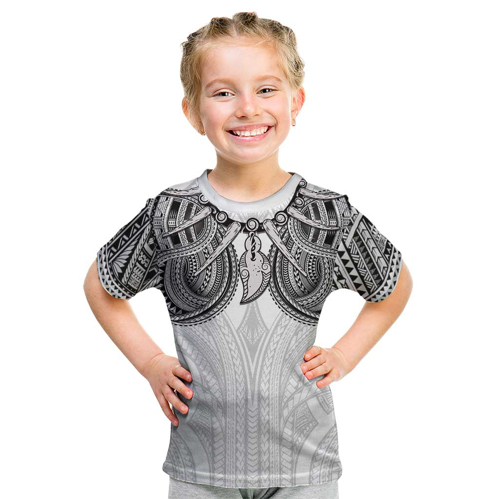 Samoan Traditional Art Tattoos Kid T Shirt Tatau Tribal Motifs with Ula Nifo White - Polynesian Pride