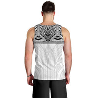 Samoan Traditional Art Tattoos Men Tank Top Tatau Tribal Motifs with Ula Nifo White - Polynesian Pride