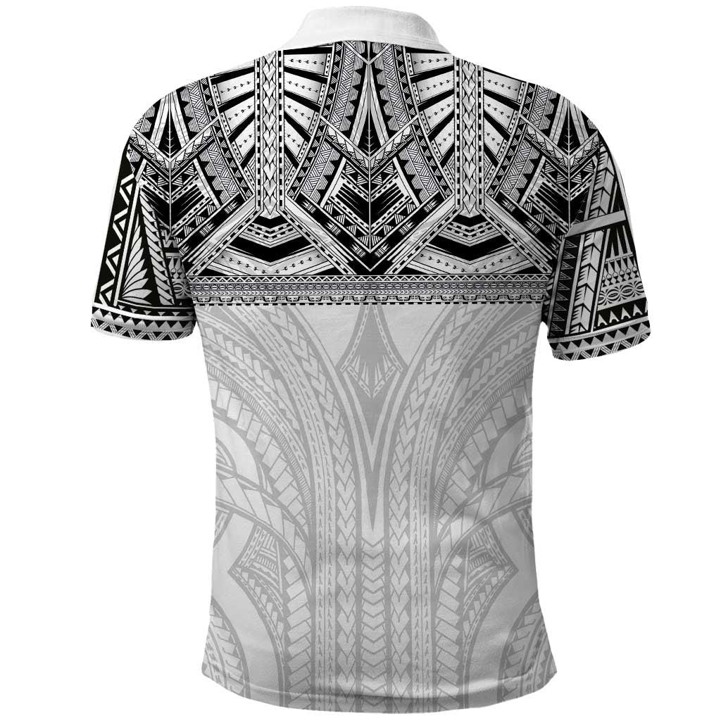 Samoan Traditional Art Tattoos Polo Shirt Tatau Tribal Motifs with Ula Nifo White - Polynesian Pride