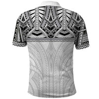 Samoan Traditional Art Tattoos Polo Shirt Tatau Tribal Motifs with Ula Nifo White - Polynesian Pride