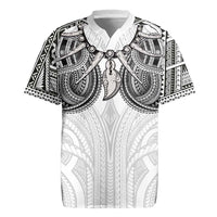 Samoan Traditional Art Tattoos Rugby Jersey Tatau Tribal Motifs with Ula Nifo White - Polynesian Pride
