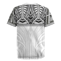 Samoan Traditional Art Tattoos Rugby Jersey Tatau Tribal Motifs with Ula Nifo White - Polynesian Pride